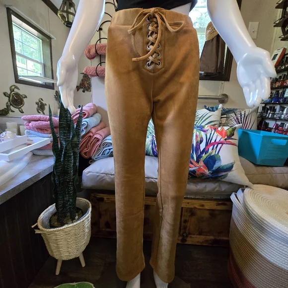 NWT! Faux Suede Laced Pants - Picture 3 of 10